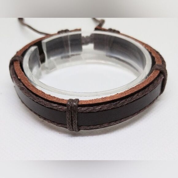 Men's leather bracelet layered brown new e83 - Picture 1 of 1